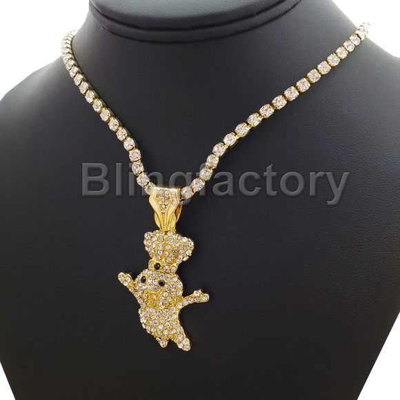 s&p | Accessories | Doughboy Pendant 8 Iced Out 1 Row Tennis Chain ...